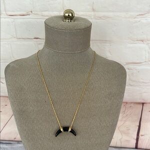 STELLA & DOT Dainty Gold and Black Necklace 16” long